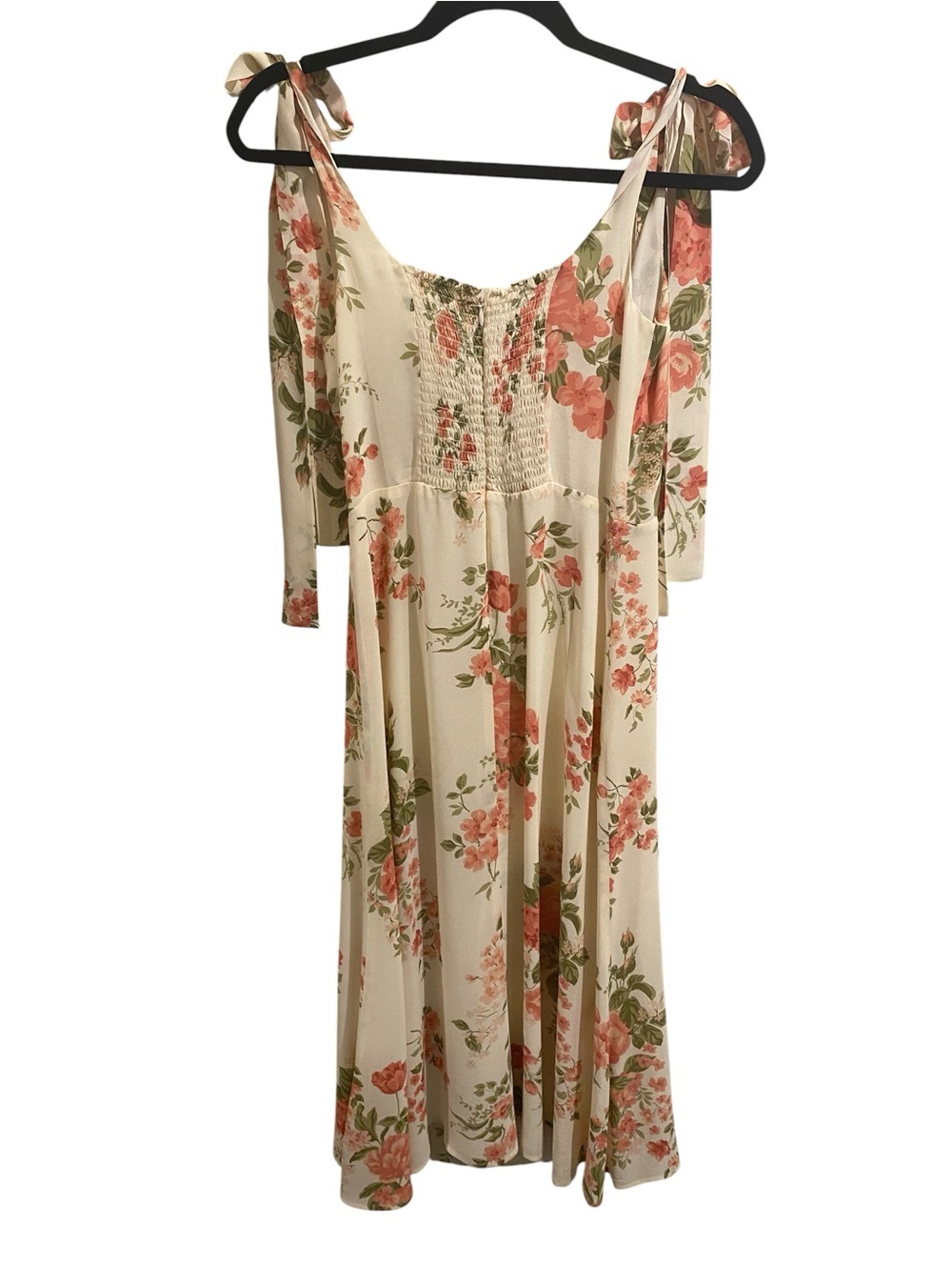 Reformation Twilight Crepe Tie Shoulder Cami Square Neck Side Slit Midi Dress - Picture 3 of 6